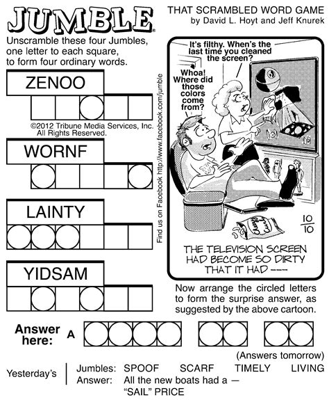Today's Jumble Answers .